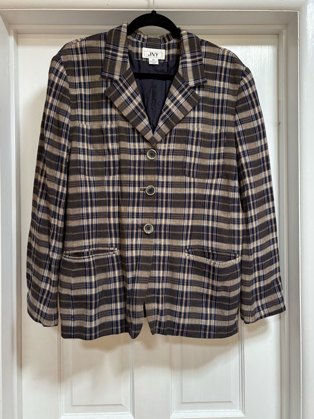 Vintage JNY Plaid Blazer in Brown and Navy